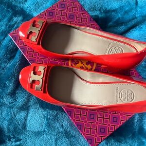 Tory Burch Vibrant Red Patent Flats